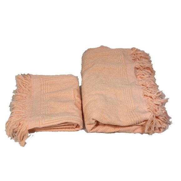 BALENCIAGA 535525 logo sports towel/beach towel set/fabric towel Pink Beige - Picture 1 of 12